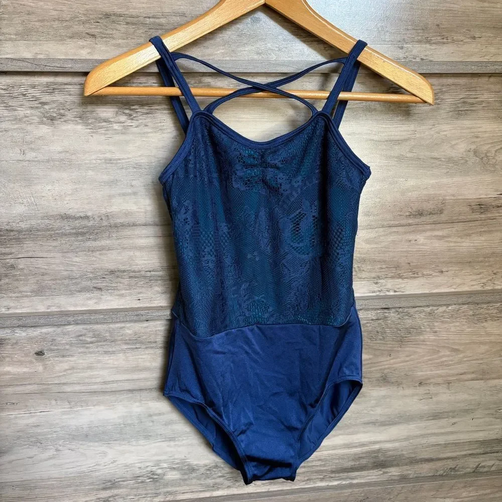 Weissman LC Navy Blue Lace Top Leotard Ballet Lyrical Dance Coquette Classic